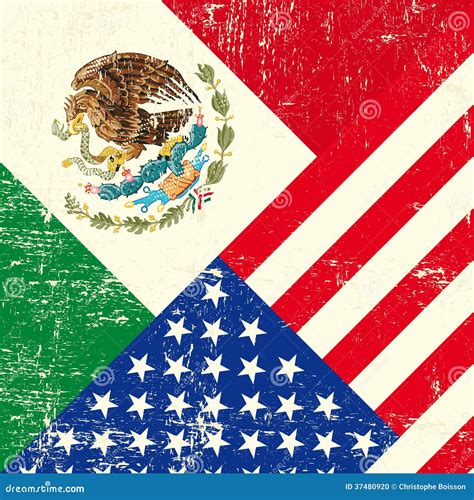 USA And Mexican Grunge Flag. Stock Photo - Image: 37480920