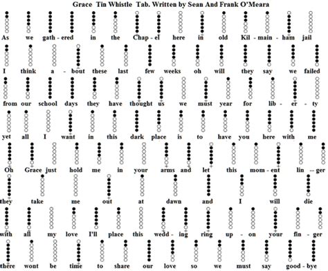 Grace Tin Whistle Notes And Sheet Music - Irish folk songs