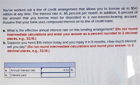 Solved You Ve Worked Out A Line Of Credit Arrangement That Chegg