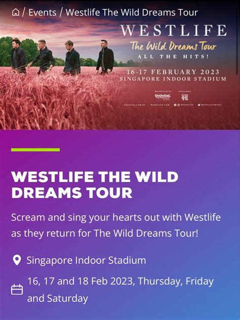 Westlife The Wild Dreams Tour Singapore Tickets Vouchers Event