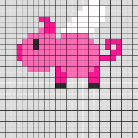 Flying Pig Perler Bead Pattern | Bead Sprites | Animals Fuse Bead Patterns