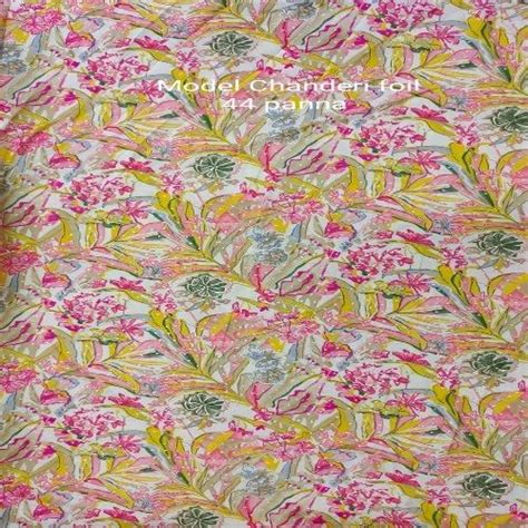 Viscose Rayon Cotton Chanderi Foil Print Fabric Floral Multicolour At