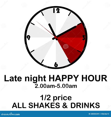 Happy Hour Concept with Clock for Pubs or Clubs Stock Vector ...