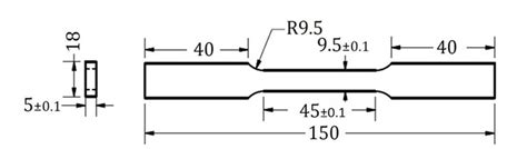 Geometry And Dimensions Of The Tensile Test Sample Download Scientific Diagram