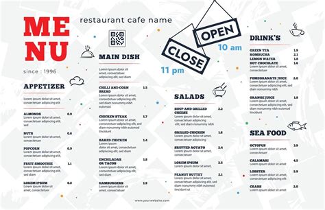 Restaurant Cafe Menu Template Design Single Page Food Menu Vector