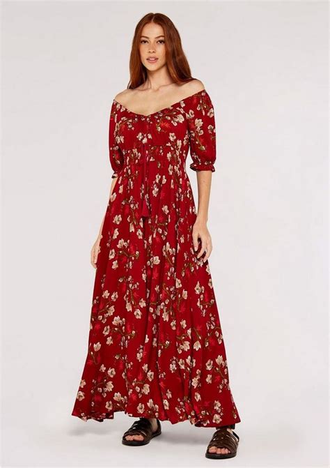 Apricot Maxikleid Blossom Bunch Bardot Maxi Dress 1 Tlg Mit Blumenprint