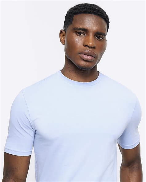 Blue Muscle Fit Stretch T Shirt River Island