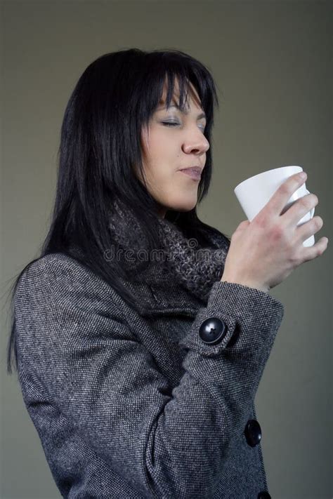 Woman Smelling Coffee Stock Photo Image Of Relaxation 92900984