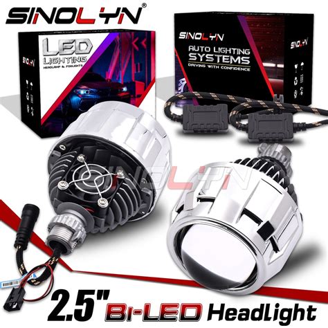 Sinolyn 2 5 Inch Bi LED Lens Angel Eyes Projector Headlight H4 H7 9005