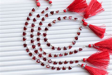 Pieces Mozambique Garnet Trillion Cut Stone Beads Natural Etsy