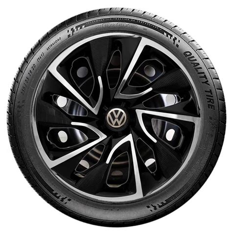 Jogo De Calotas Volkswagen DS4 Preto E Cromado Aro 15 Universal Poliparts