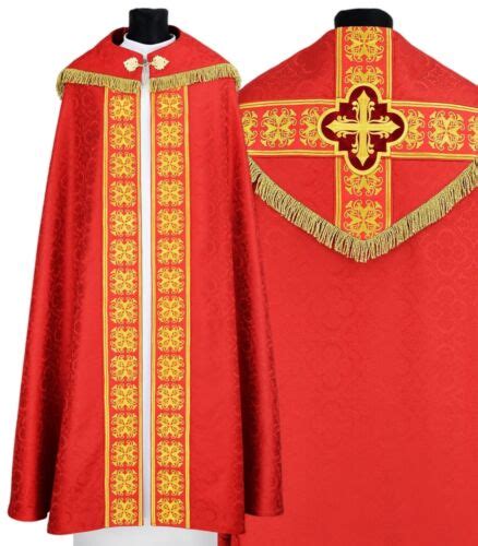 Red Gothic Cope With Stole K555 C25f Vestment Capa Pluvial Roja Piviale