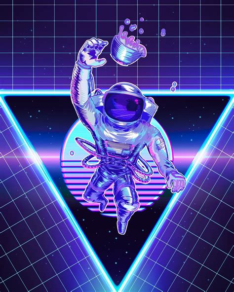 Astronaut Neon Grid