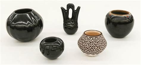 Sold At Auction Pc Southwest Blackware Pottery Miniature Pots