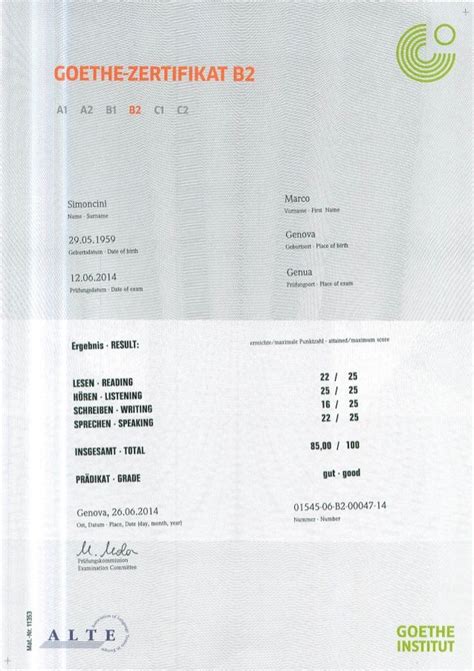 Zertifikat Sprache Deutsche Sprache