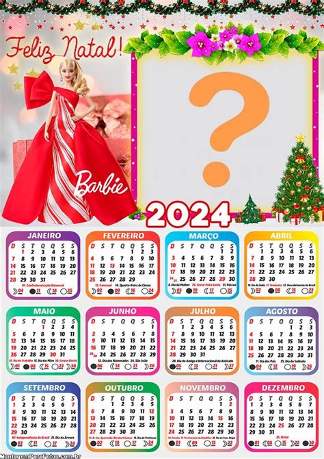 Colagem Calendário 2024 Feliz Natal Boneca Barbie Colagem De Foto