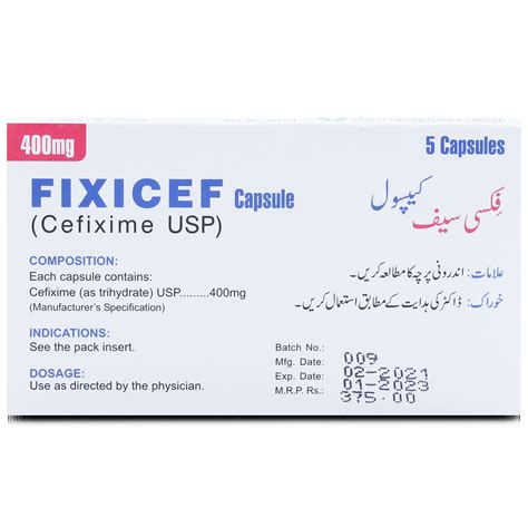 Fixicef Mg Capsule S Uses Formula Side Effects