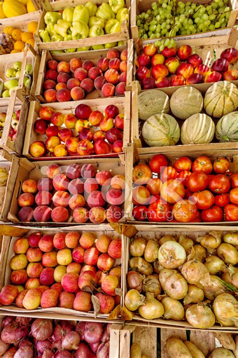 Fruits And Vegetables In Crates For Sale Stock Photo Royalty Free