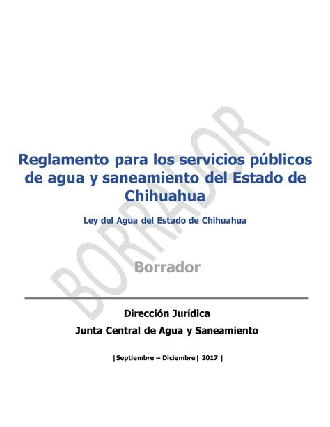 Borrador de reglamento para los servicios públicos de agua y