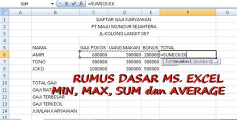 Menggunakan Rumus MIN MAX AVERAGE Dan SUM Pembelajaran Digital