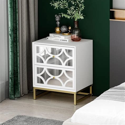 Amazon.com: Nightstand,2-Drawer Nightstand,2-Drawer Front Mirror Nightstand,End Table,Modern ...