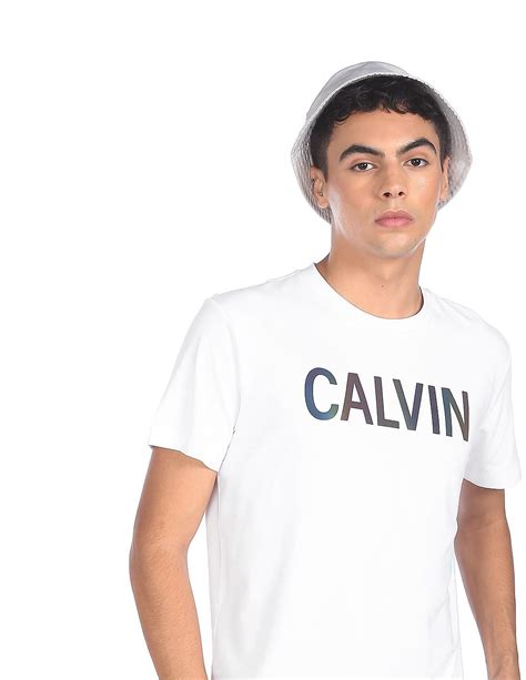 Buy Calvin Klein Men White Crew Neck Brand Print T Shirt