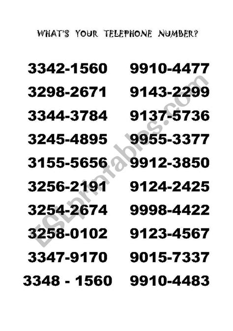 Telephone Numbers In English Woodward English 46 Off