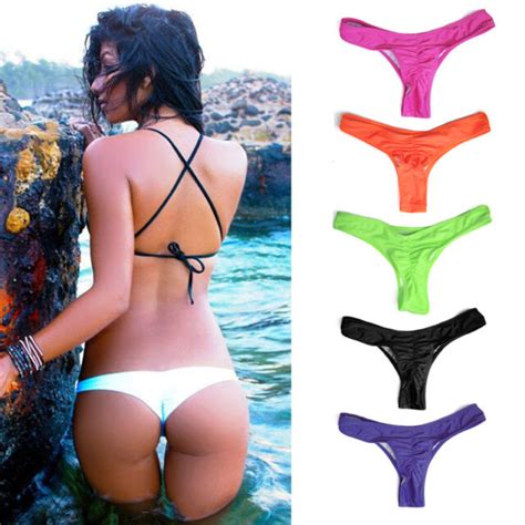 Sexy Women Brazilian Cheeky Bikini Bottom Thong Bathing Beach Swimwear