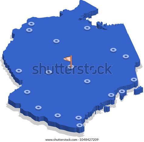 3d Isometric View Map Tanzania Blue Stock Vector Royalty Free