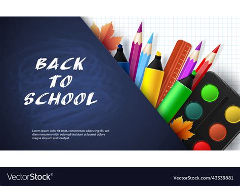 Back to school words with realistic items Vector Image