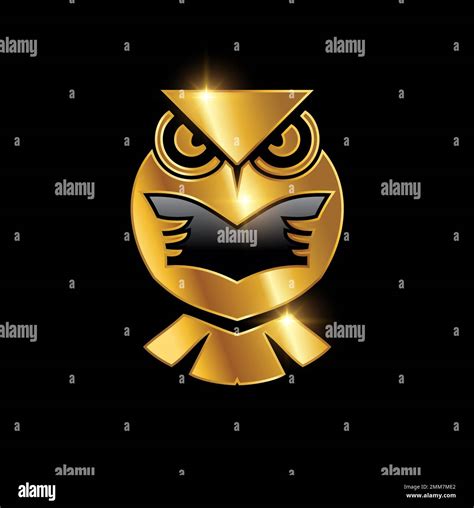 A Vector Illustration Of Golden Owl Symbol Logo Sign In Black