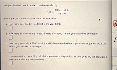 Solved The Population Of Deer In A Forest Can Be Modeled By Chegg