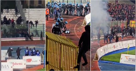 Casertana Foggia Partita Sospesa Dopo Gli Scontri Ferito Un Tifoso