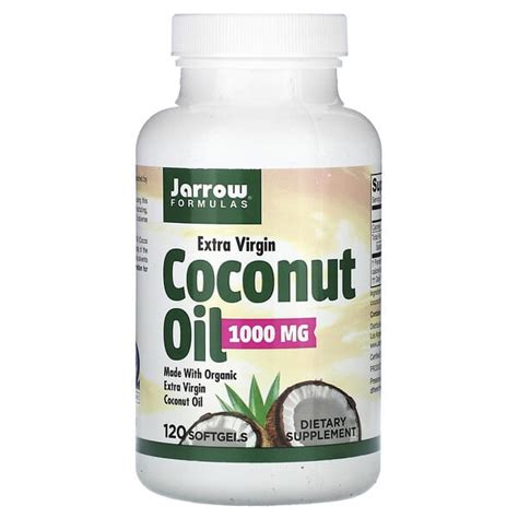 Jarrow Formulas Extra Virgin Coconut Oil 1 000 Mg 120 Softgels