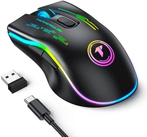 TECURS Ratón Gaming Inalámbrico Wireless Mouse PC Ergonómico RGB 4800