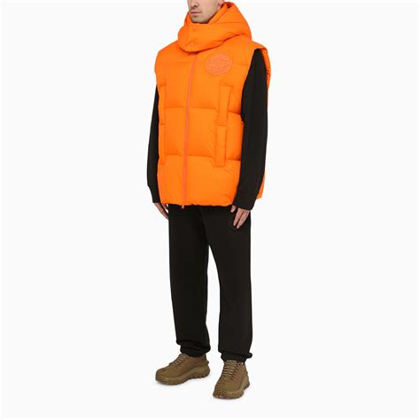 Moncler X Roc Nation By Jay Z Apus Orange Waistcoat In Matt Nylon