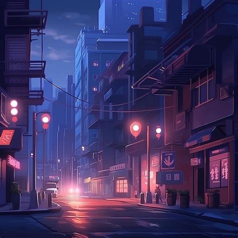 Premium Photo Asian Street At Night Illustration