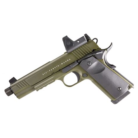 PISTOLA A CO2 RUDIS MAGNA XIV 1911 OLIVE C RED DOT SECUTOR SottoTiro