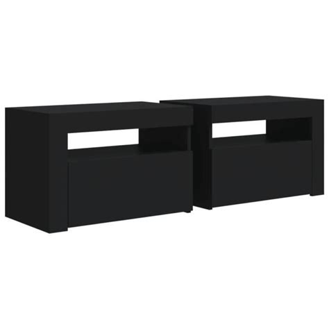 Akozon Tables De Chevet Pcs Avec Led Noir X X Cm