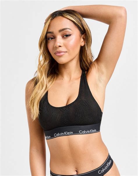 Calvin Klein Underwear Modern Lace Bralette In Nero Jd Sports