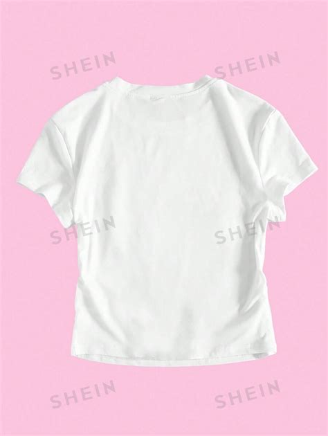 Shein Ezwear Camiseta Corta De Estilo Vaquero Occidental Con Eslogan