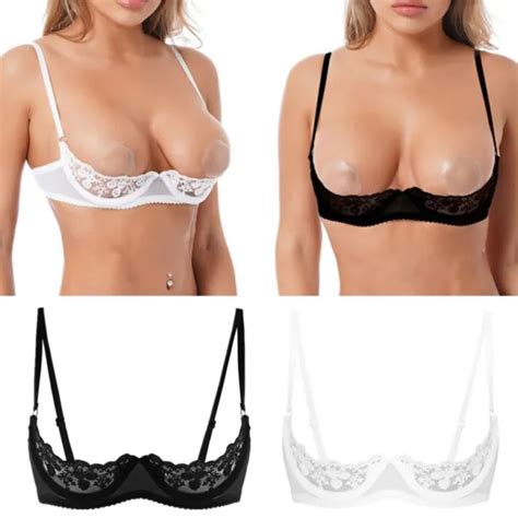 WOMEN SEXY HALF Cup Bras Open Nipple Lingerie Bralette Lace Underwired