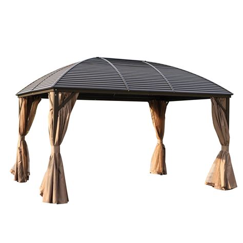 Outsunny X M Outdoor Aluminium Hardtop Gazebo Canopy With Tier