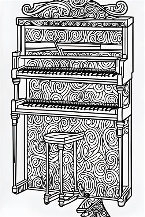 Dibujo De Piano Para Colorear En Blanco Y Negro Creative Fabrica