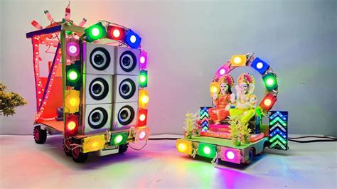 Navratri Durga Murti Mini Dj Truck Radha Krishna Dj Light Trolley