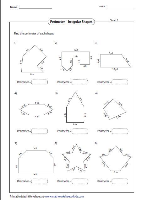 Area Of Irregular Shapes Worksheet E Street Light