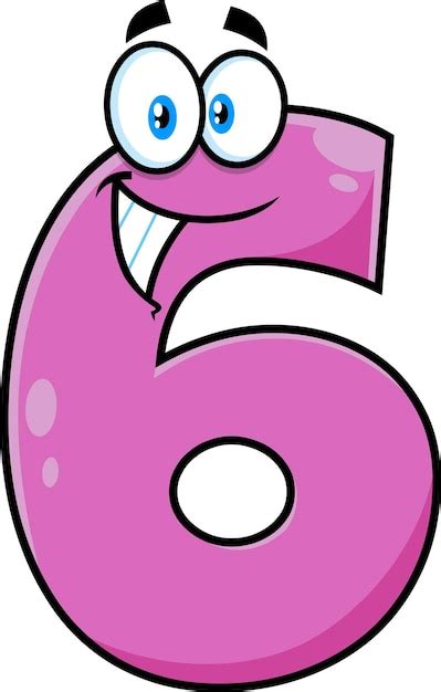 Premium Vector | Funny Violet Number Six 6 Cartoon Character. Vector ...