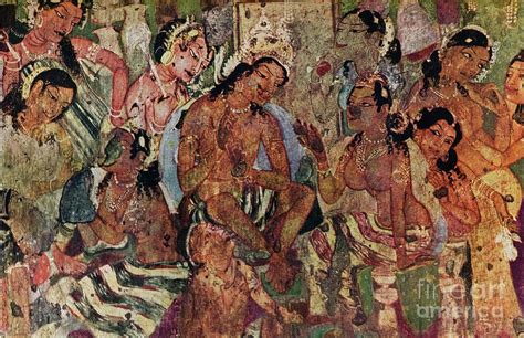 Wall Painting From The Caves Of Ajanta By Print Collector