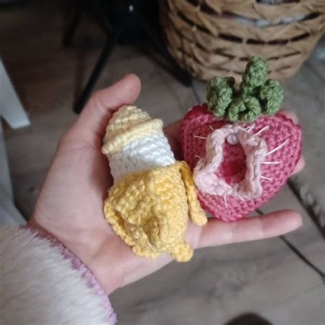 Sexy Fruits Crochet Pattern Amigurumi Penis And Vulva Keychain Pdf