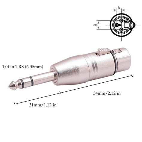 Heavy Duty 3pin Xlr Female To Trs 14 635mm Stereo Mic Male Adapters